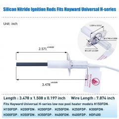 HF1419-Silicon nitride ignition rod.Fits hayward universal h-series low nox pool heater models h150fdn, h150fdp, h200fdn, h200fdp, h250fdn, h250fdp