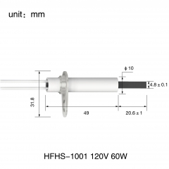 HFHS-1001 120V60W -Silicon nitride ignition rod.Hot Surface Ignitor